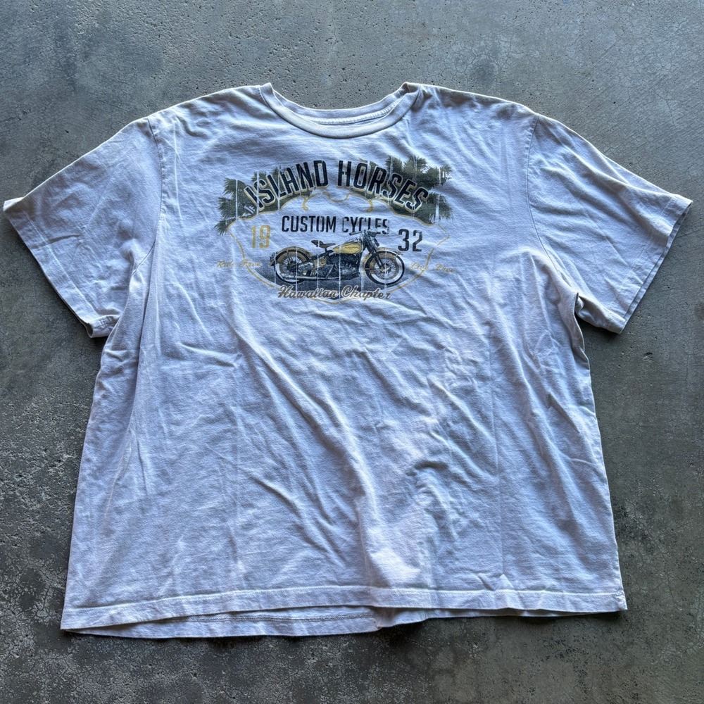 Island Horses Custom Cycles Graphic‎ T Shirt Men's 3XL Adult Tee